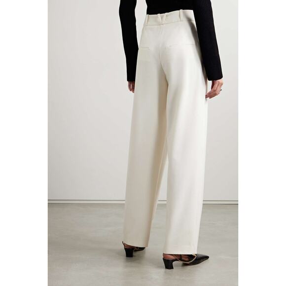 VERONICA BEARD Lagarde Pleated Crepe Wide-leg White Pants - Picture 5 of 12
